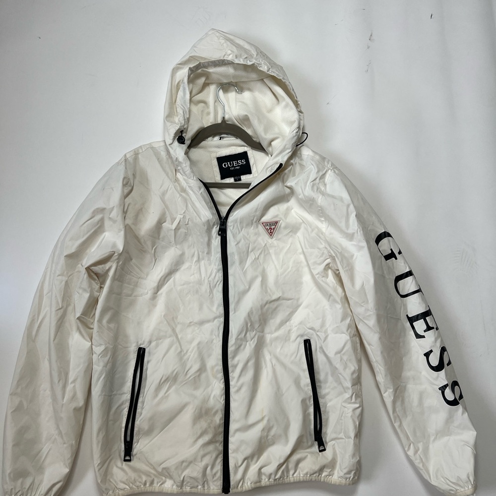Guess White Jacket with Black Logo Patch - image 1